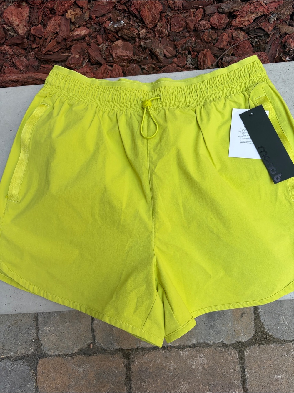 Mono B Neon Yellow Athletic Elastic-Waist Shorts